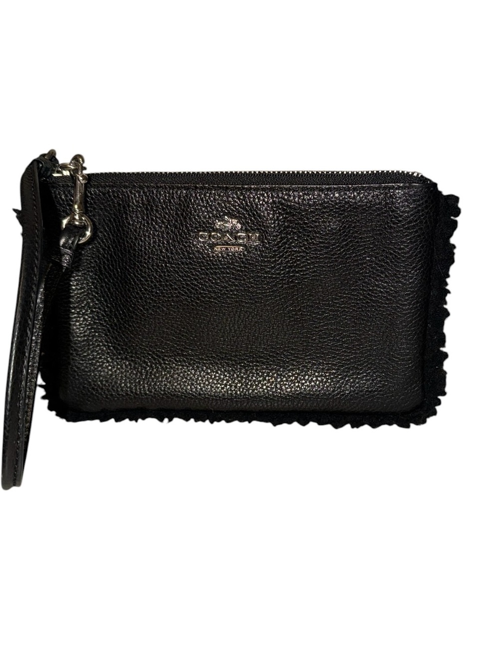 Coach Black Pebbled Leather Wristlet